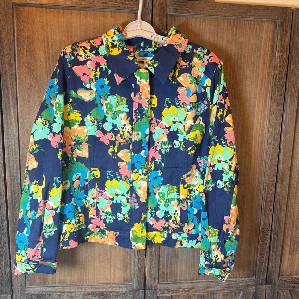 Isaac Mizrahi, Women, Denim Floral Jacket, Size 16 cottagecore